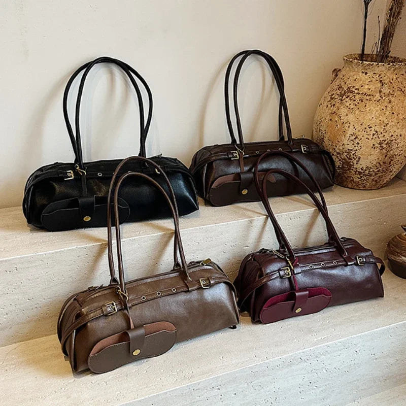 Buckle Decoration Fashion PU Shoulder Bag Large Capacity