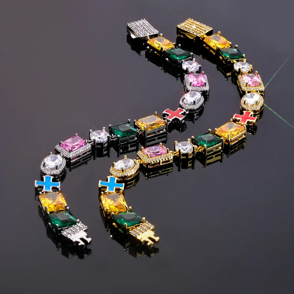 Multi Gemstone Bracelet Mixed Shape Rainbow Gems