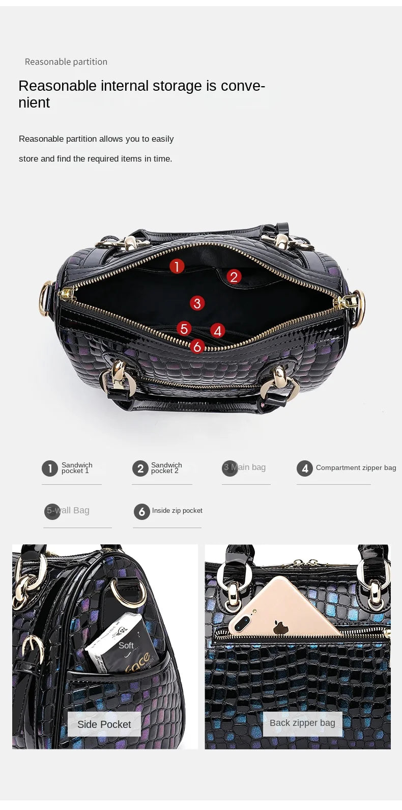 Genuine Leather Fashionable Elegant Large Capacity Shoulder Bag