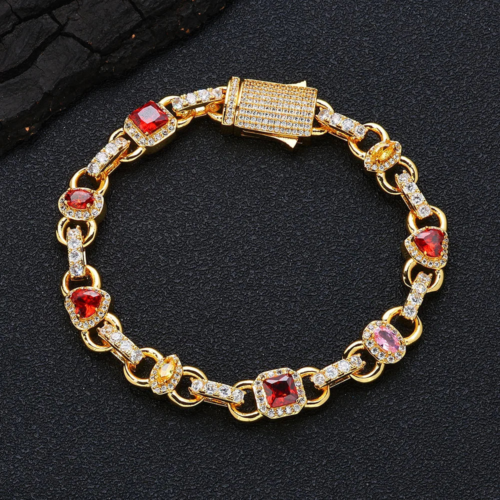 Colorful Zircon Bracelet Jewelry Fashion 18K Plated Gold