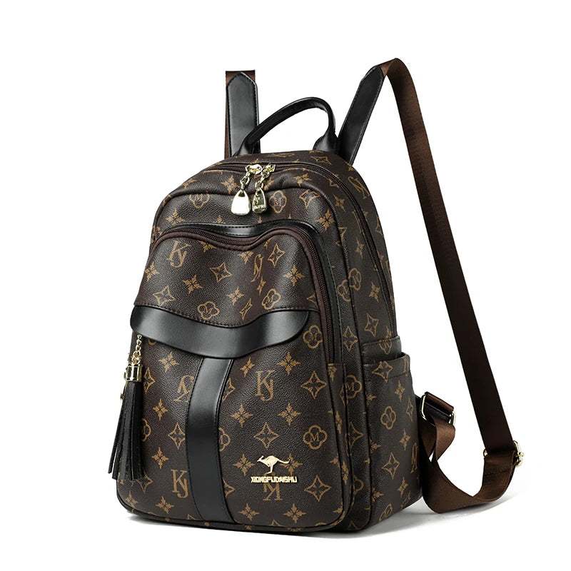 Backpack Designer High Quality Pu Leather Luxury Printed Tassels Large Capacity