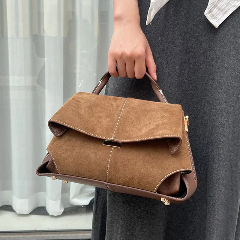 Frosted Handbag High-end Suede Flap French Shoulder Bag