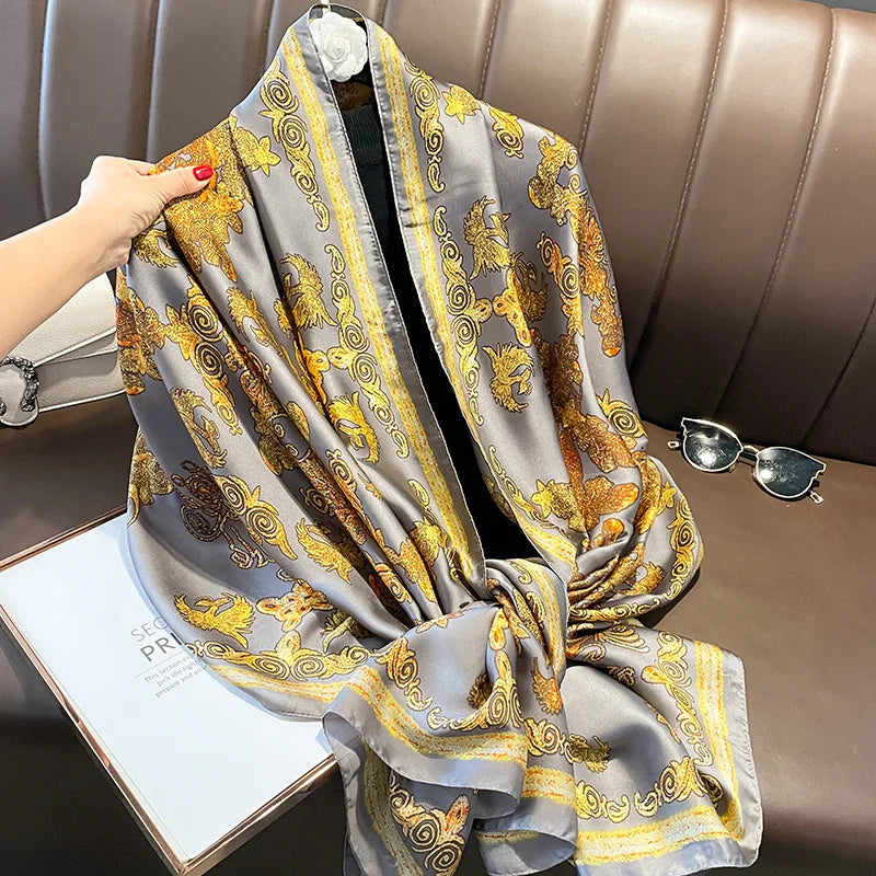 180*90cm Luxury Brand Women Scarf Fashion Print Silk Scarves Summer Shawls Wraps
