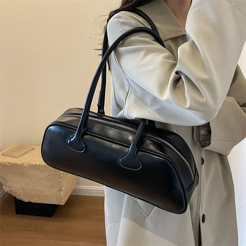 High-quality Zipper PU Women's Bag Retro Light Luxury Bag