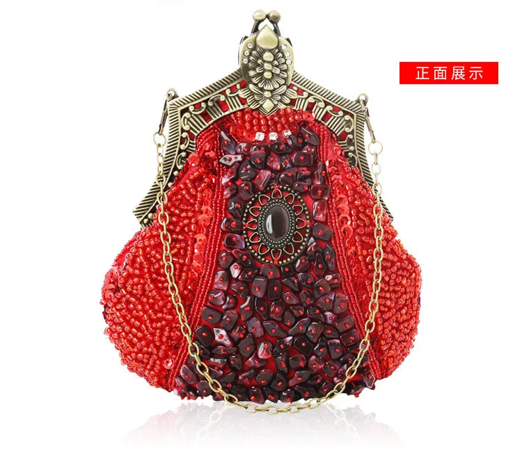 Retro Fashion Pearl Sequin Beaded Clutch Handbag