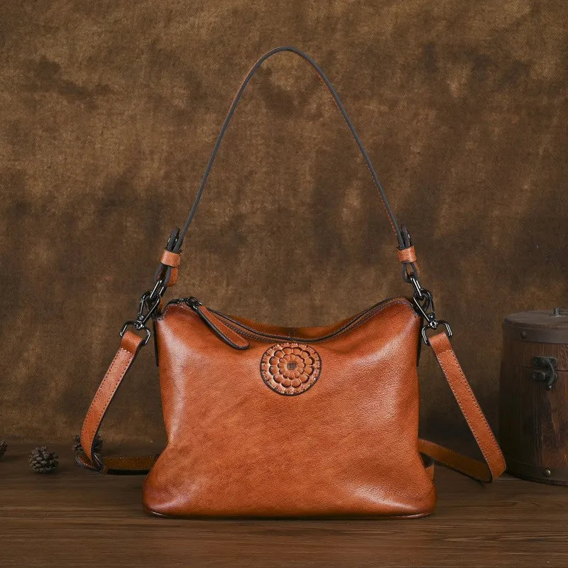 Retro Genuine Leather Soft Cowhide Shoulder Crossbody Bag