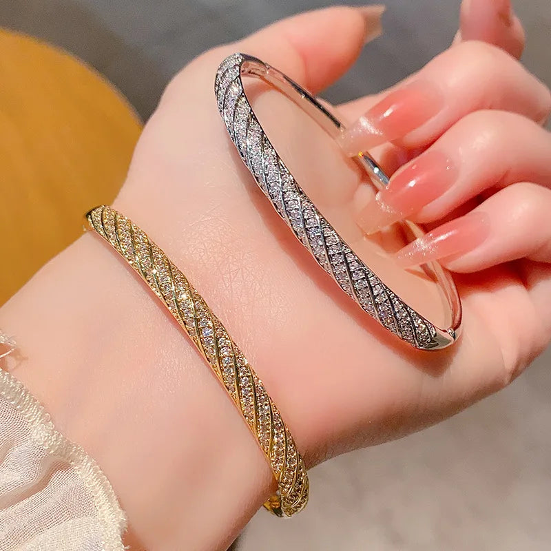 18k Gold plated brass jewelry bangle luxury court style trendy fashion bangle bracelet