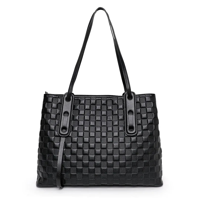Genuine leather tote bag large capacity printed handbag