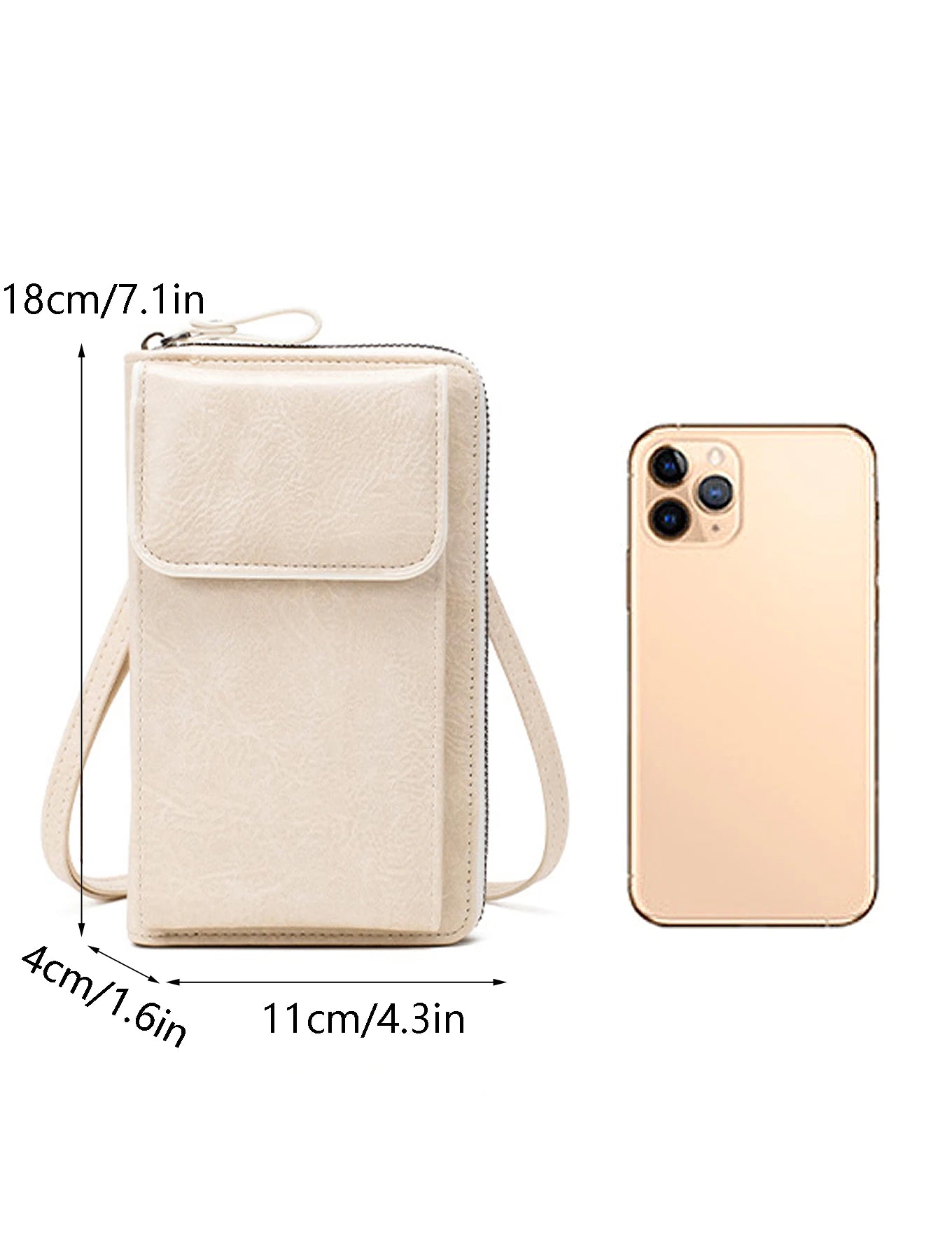 Multi functional retro style PU leather crossbody bag fashionable solid color phone bag