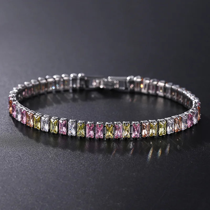 2.5*5mm Cubic Zirconia Bracelet Colorful CZ Tennis Bracelets For Women