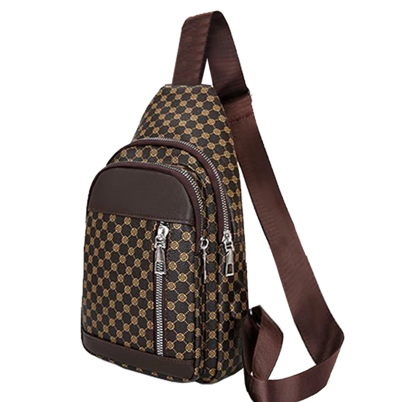 Neutral Style Functional Chest Bag for Women and Men with Patchwork Dot Design