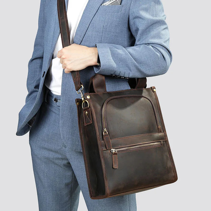 Genuine Leather Men's Shoulder Bag Vintage Messenger Bag