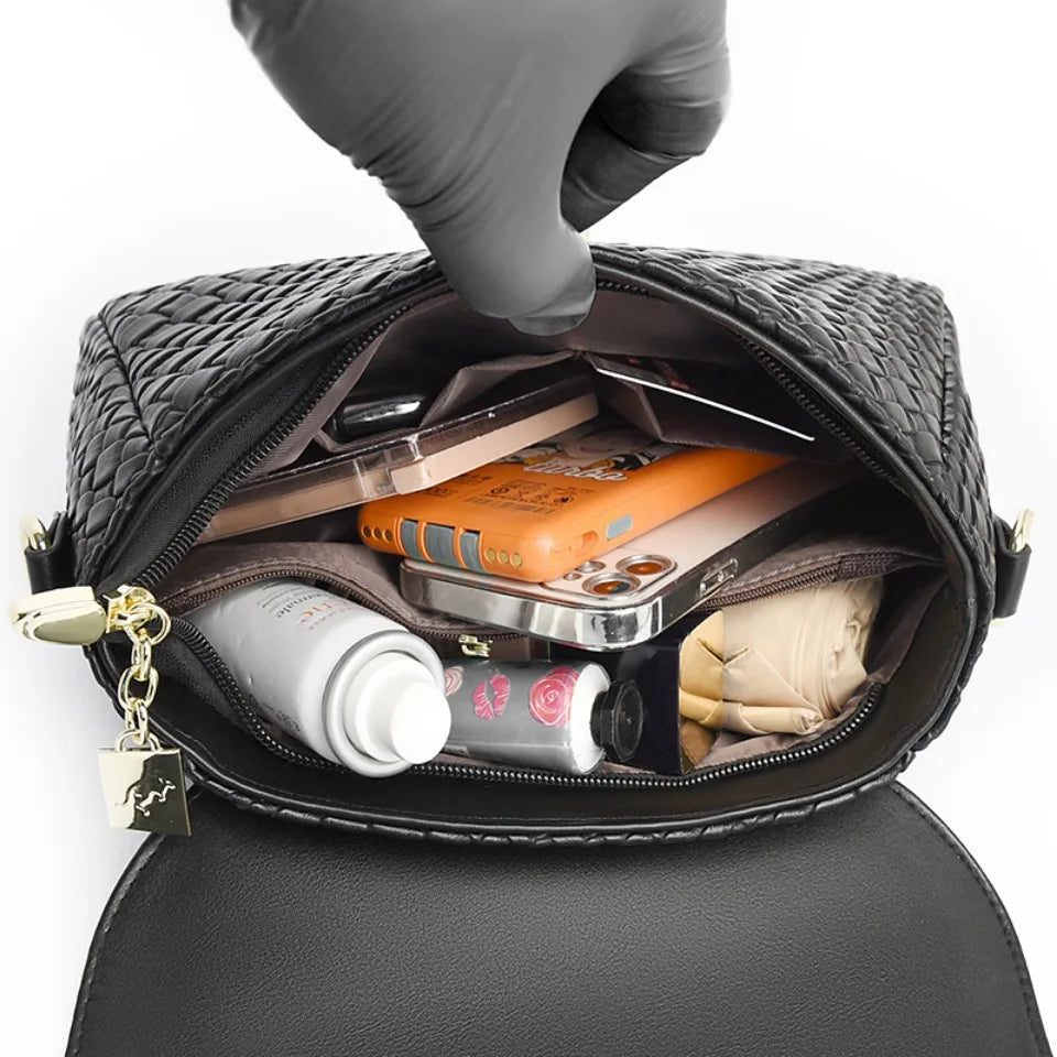 Luxury Handbag Design Pu Leather Knitting Shoulder Messenger Crossbody Bags