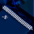 Luxury Green Zirconia Wide Fashion Bracelet for Women Fashion Evening Jewelry