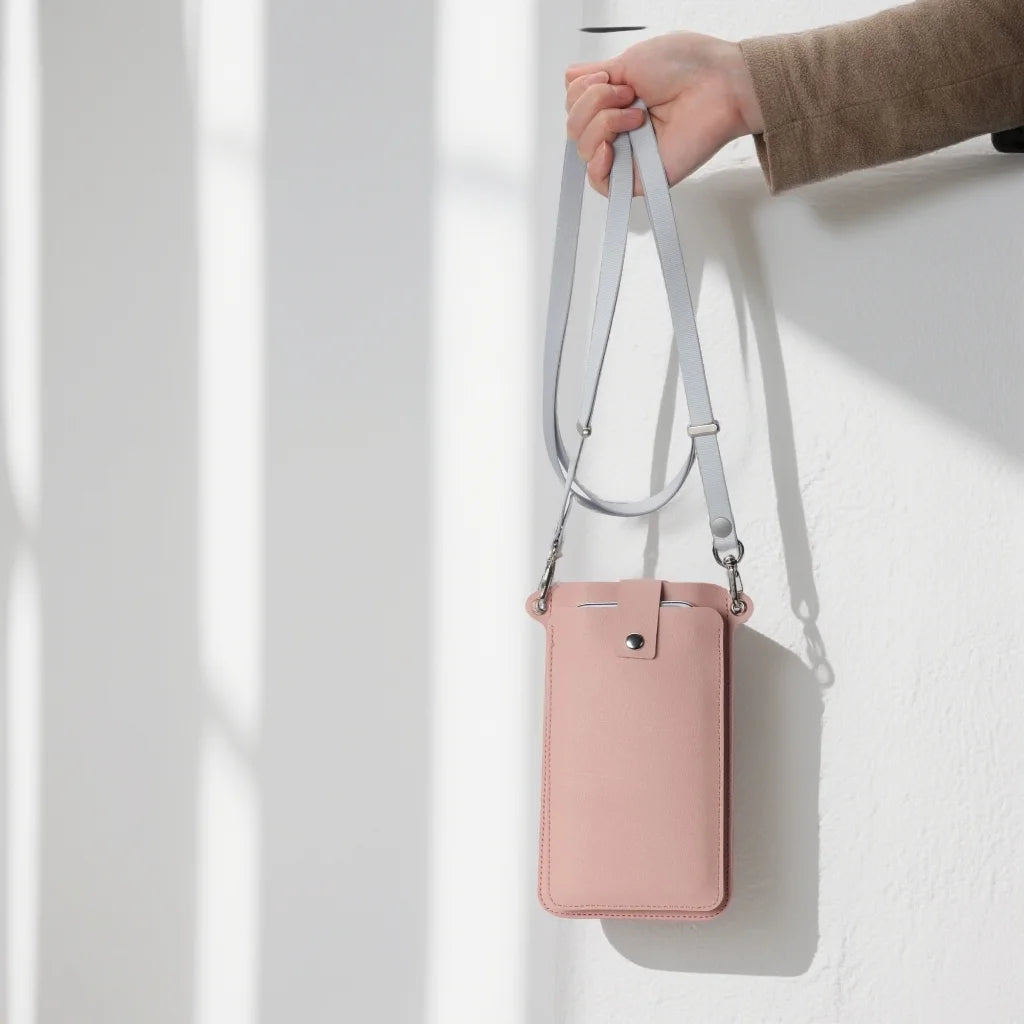Premium Leather Crossbody Phone Bag Adjustable Strap