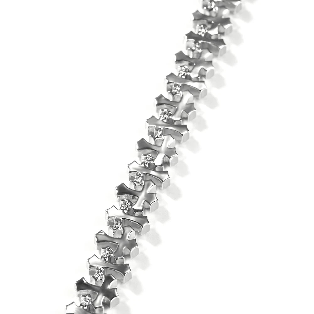 Iced Cross Chain Bracelets for Men Cubic Zirconia Cross Chain Fashion Jewelry