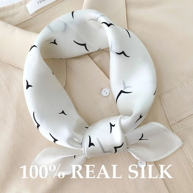 100% Real Silk Scarf Women Square Scarves Bandana