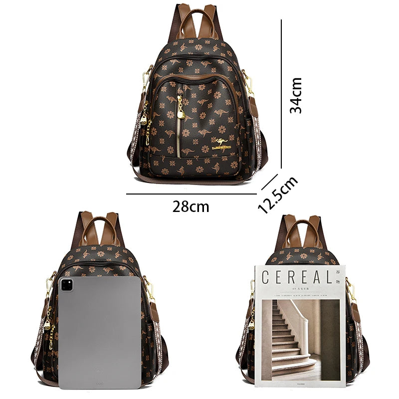 High Quality PU Solid Zipper Backpack Large Capacity Commuting Backpack