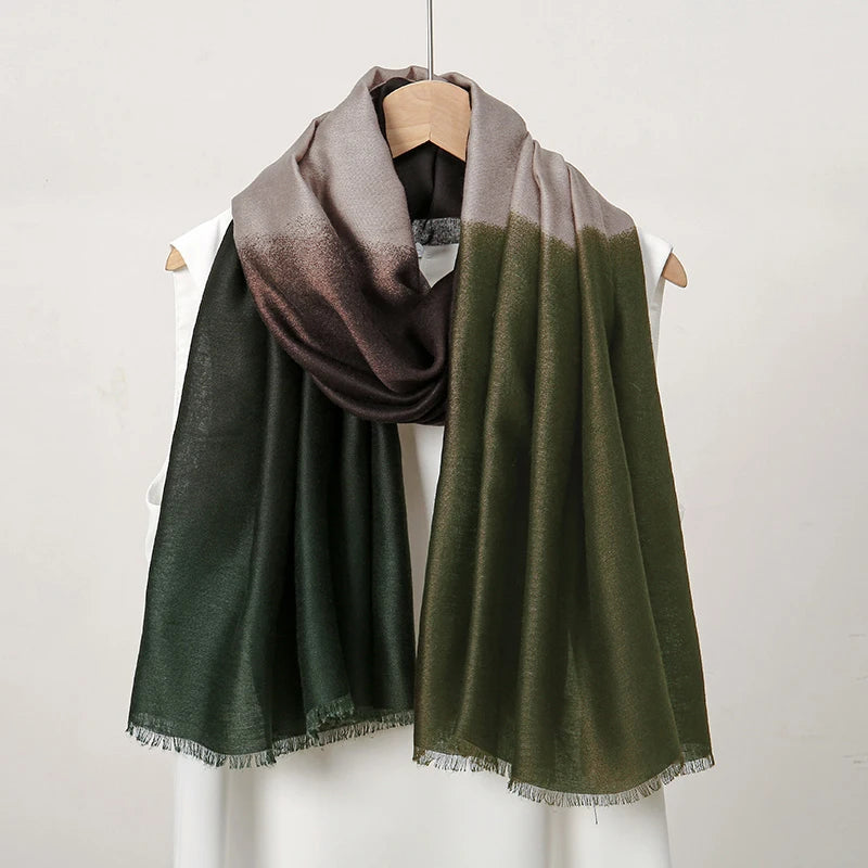 Elegant Soft Color Collision Gradient Viscose Long Scarf