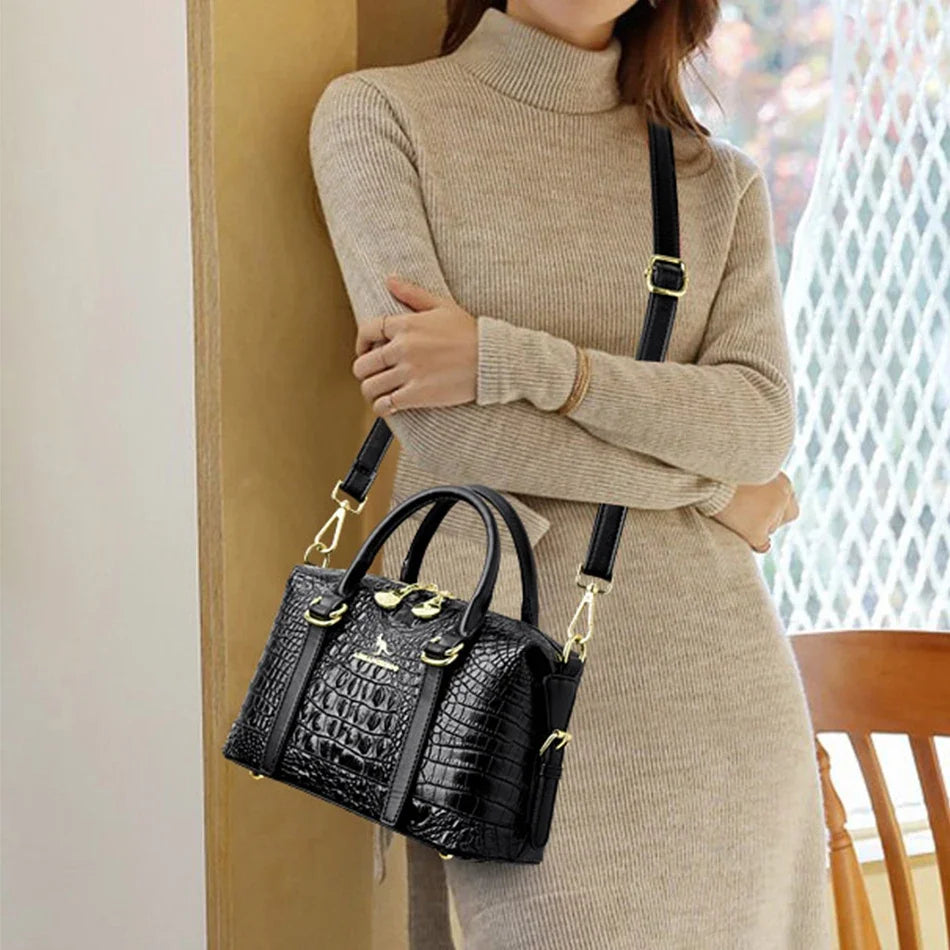 Luxury Designer Crocodile Stripe Fashion Tote Women High Quality Crossbody Bag
