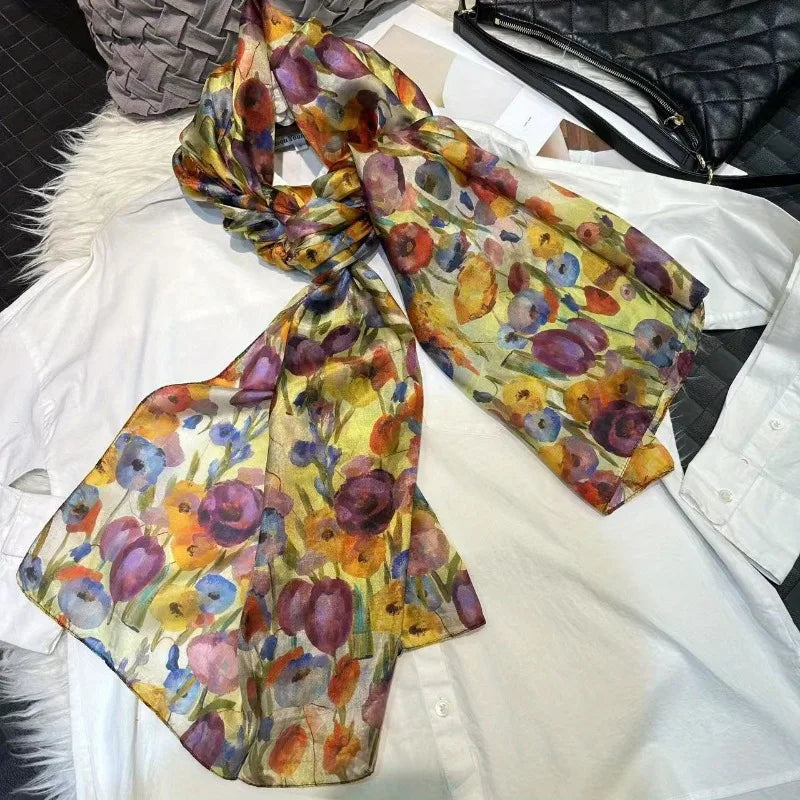 Lightweight Large 100% Mulberry Silk Scarf Shawl Scarf