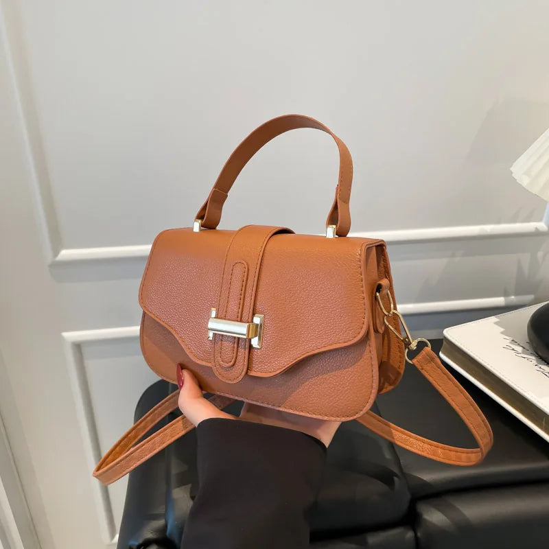 Fashionable Minimalist Crossbody Bag Solid Color Square Purse Simple Design Bag