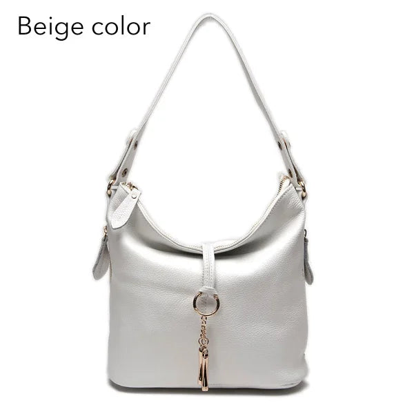 Elegant Women Red Leather Handbag 100% Genuine Leather Lady Hobo Shoulder Bag
