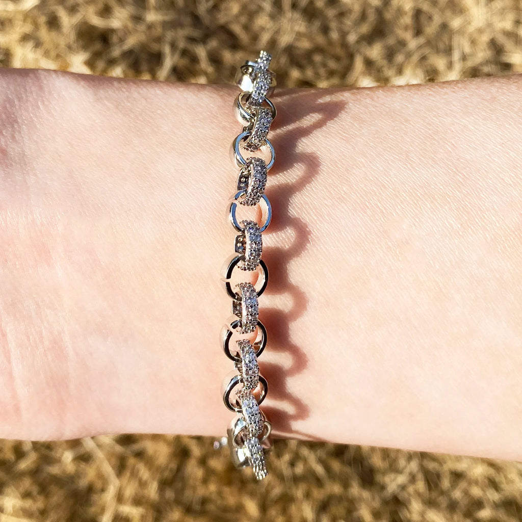 Tiny Belcher Bracelet for Women Iced Out Real Gold Plated Jewelry