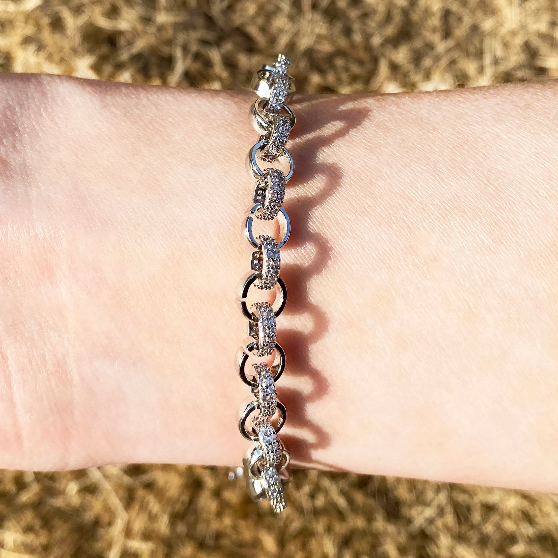 Tiny Belcher Bracelet for Women Iced Out Real Gold Plated Jewelry
