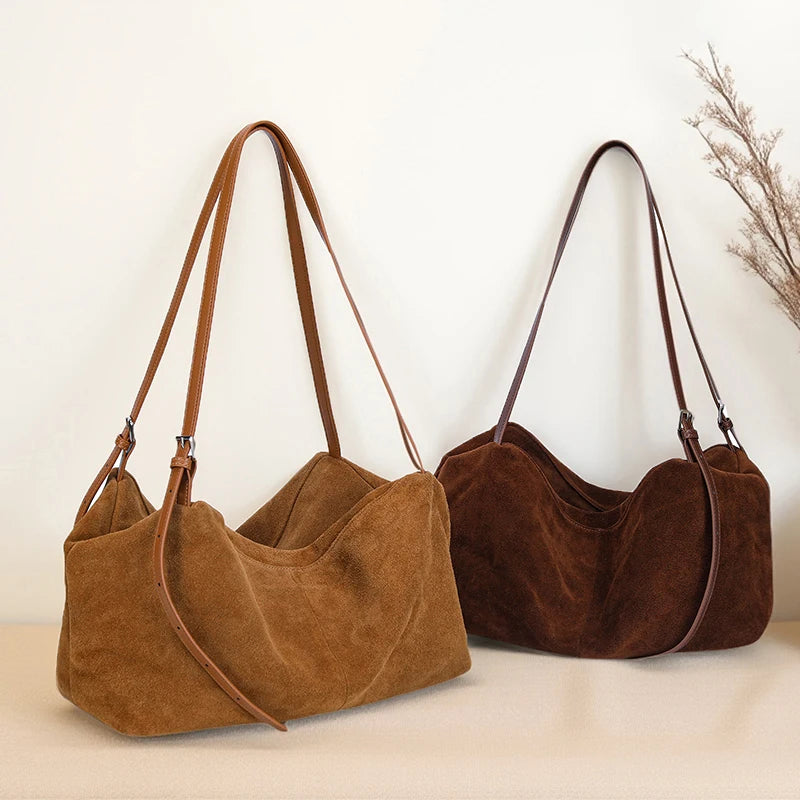 Suede Genuine Leather Shoulder Bags Soft Luxury Design