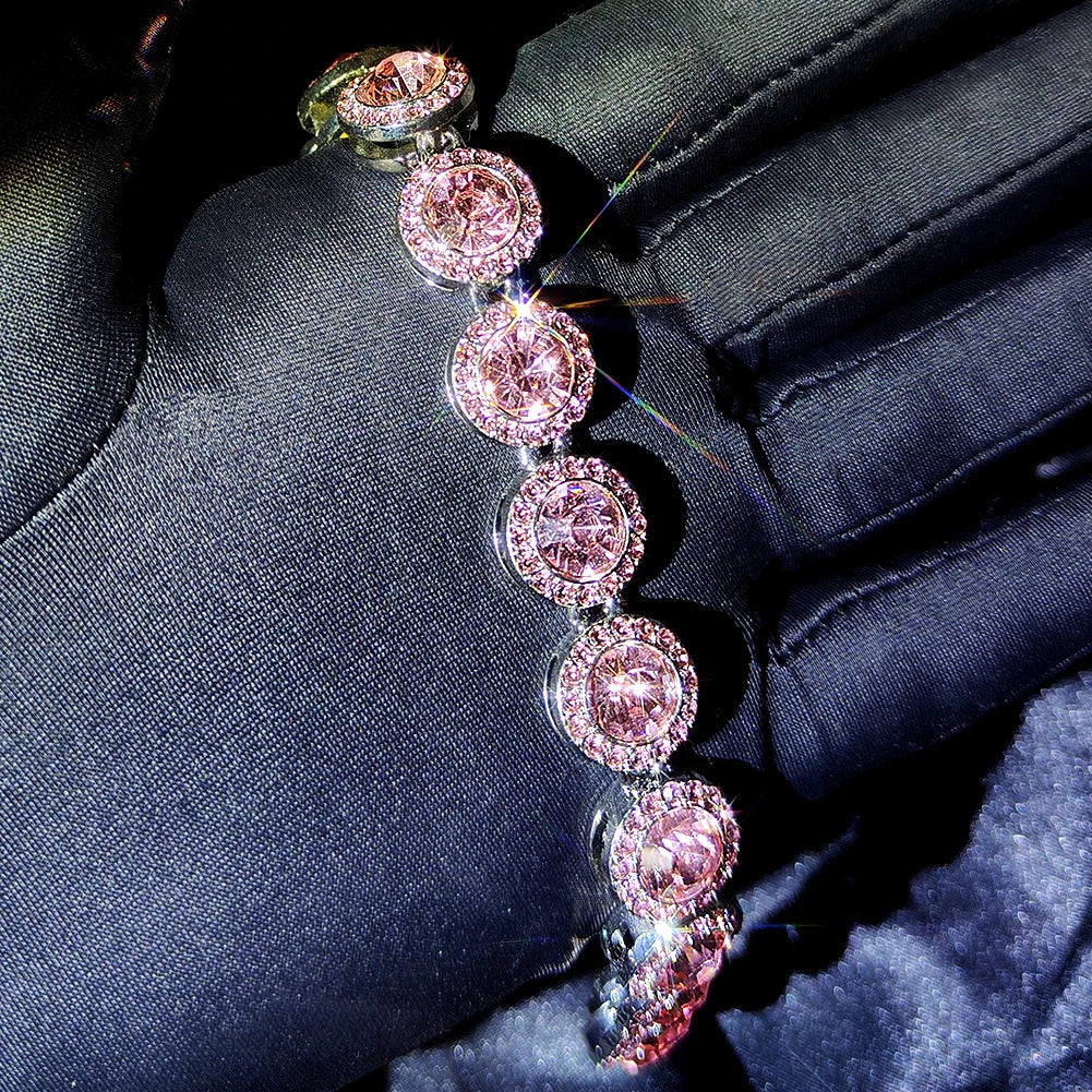Iced Out Pink Crystal Bracelet Jewelry
