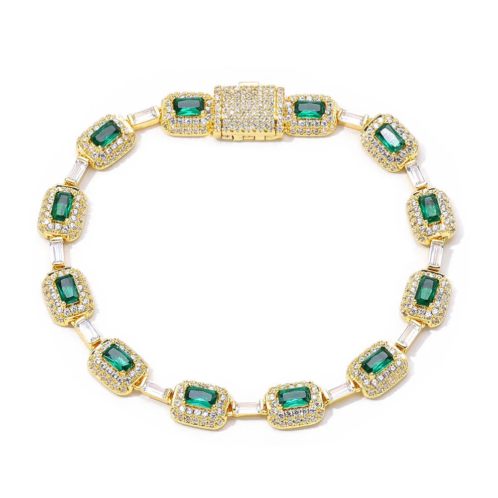 7mm Fashionable Jade Green Cubic Zirconia Bracelet