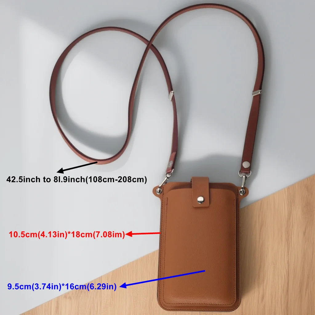 Premium Leather Crossbody Phone Bag Adjustable Strap