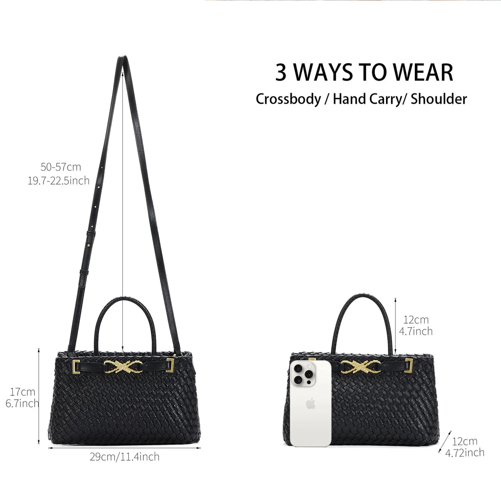 Woven Tote Bag for Women Vegan Leather Shoulder Handbag Design