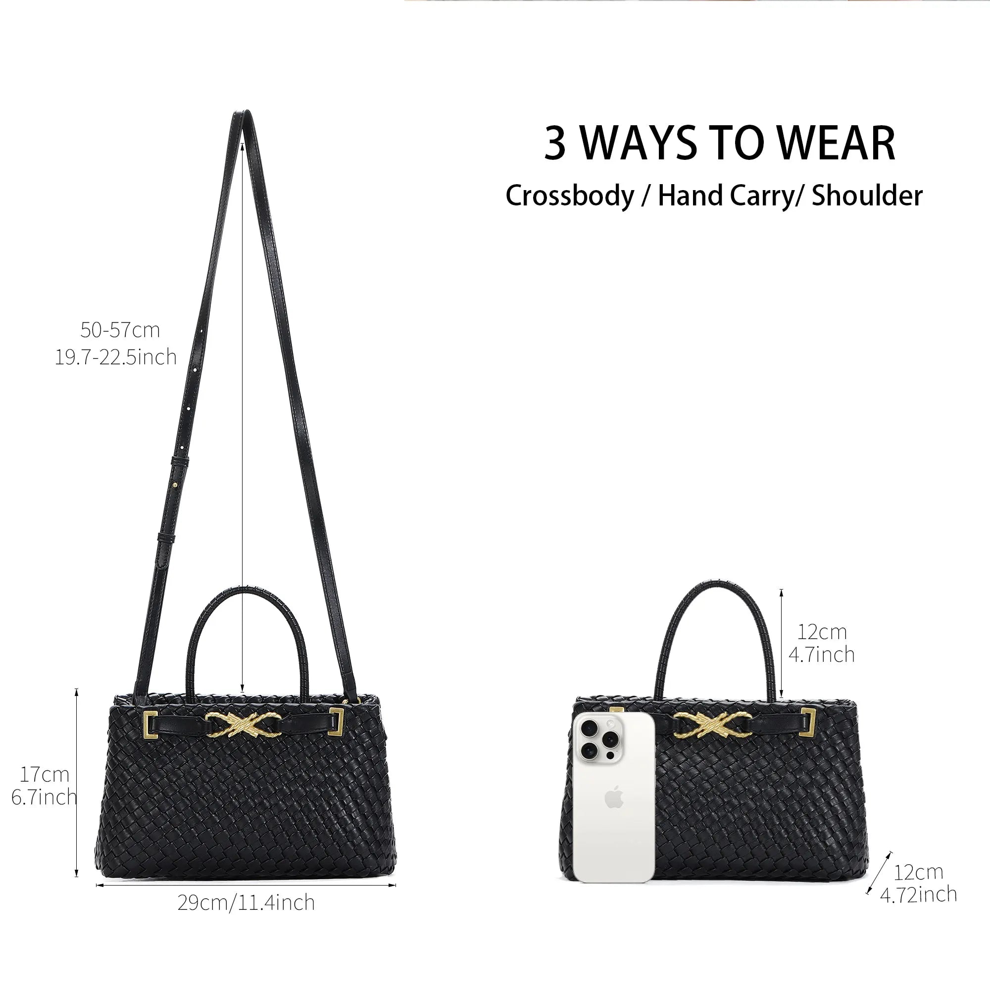Woven Tote Bag for Women Vegan Leather Shoulder Handbag Design