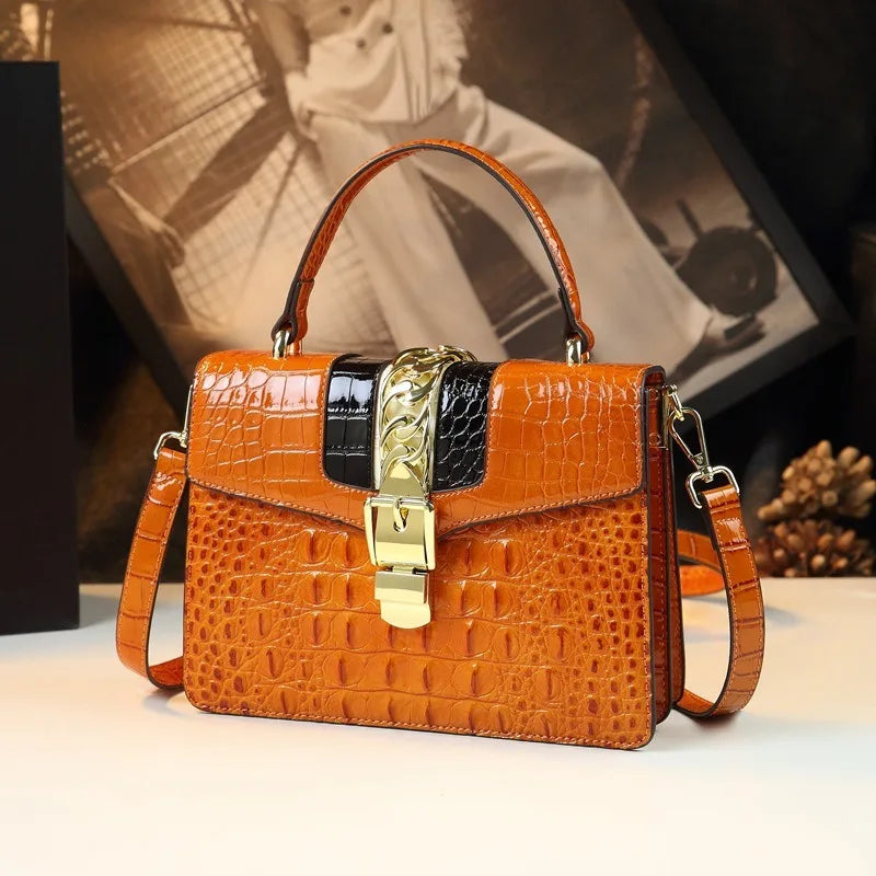 Women's fashion leather crocodile pattern handbag messenger bag small shoulder bag