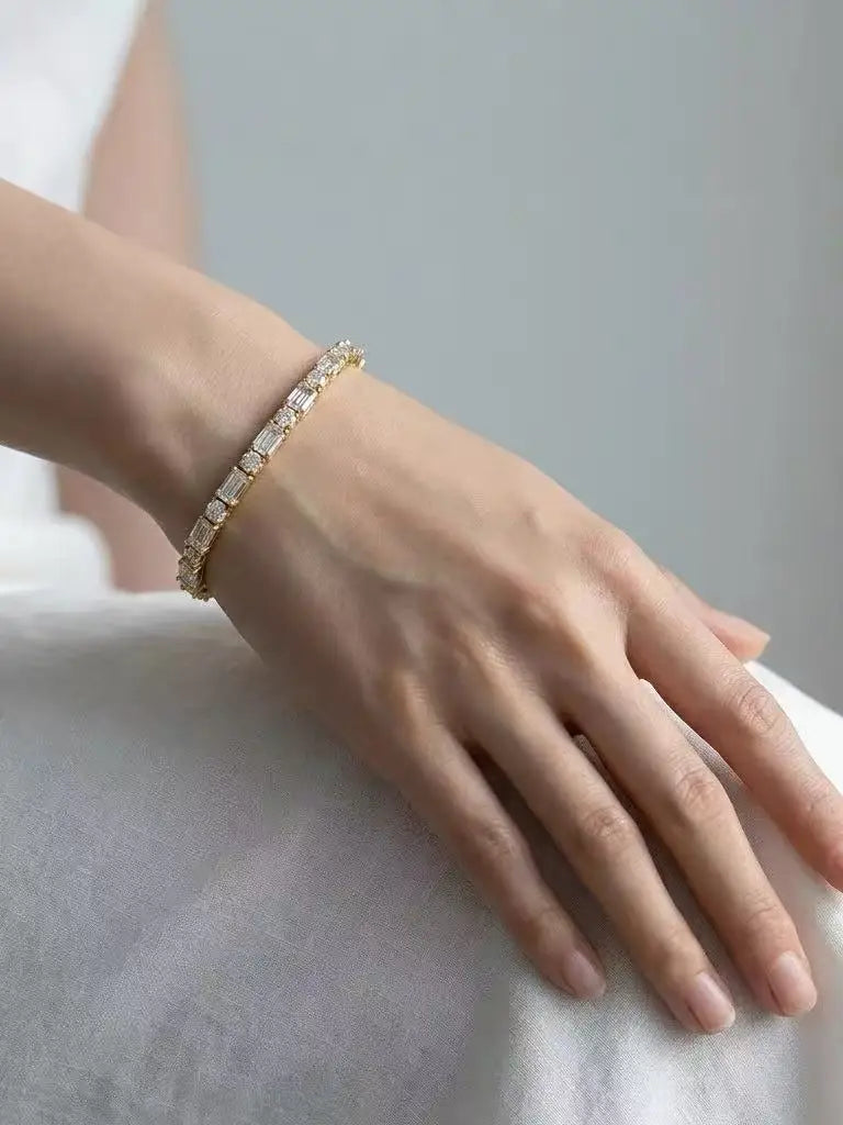Baguette Moissanite Tennis Bracelet Luxury Fine Jewelry