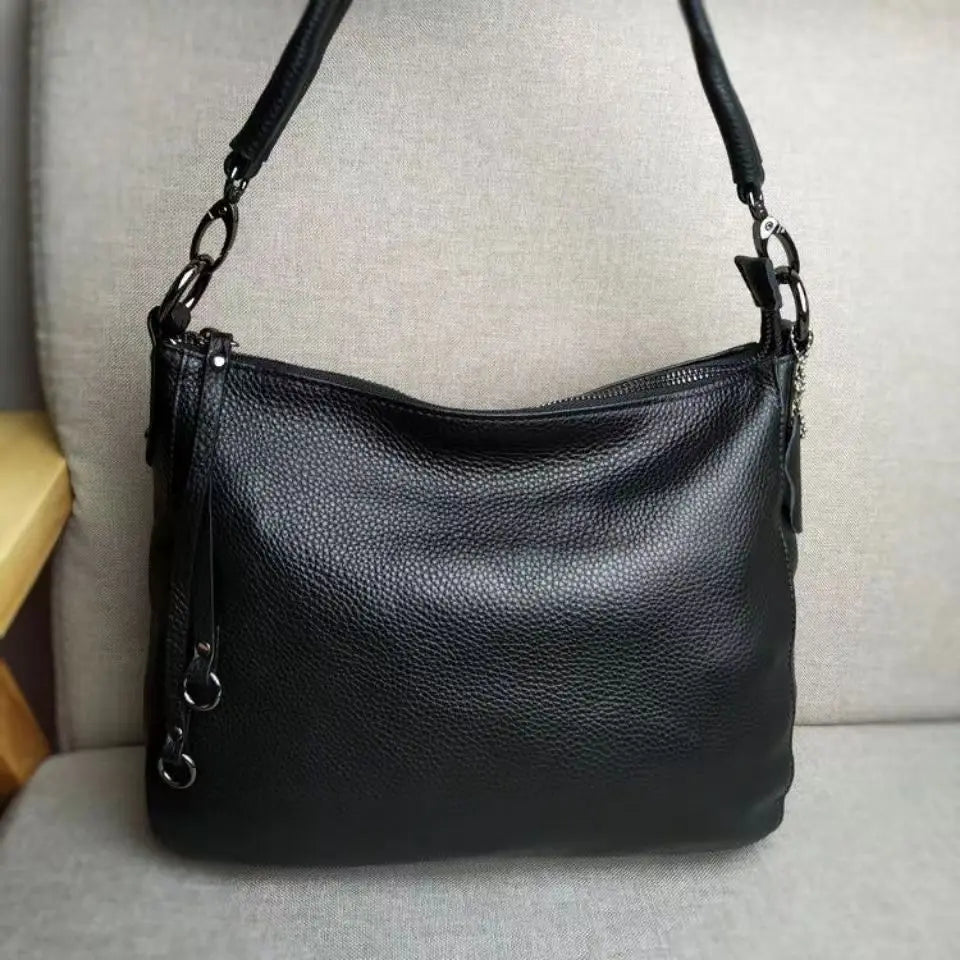 100% Genuine Leather Women's Shoulder Bag High Quality Cowhide Handbag