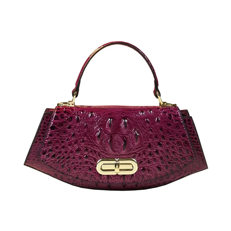 Crocodile Pattern Women's Handbags Genuine Leather Small Shoulder Saddle Bag