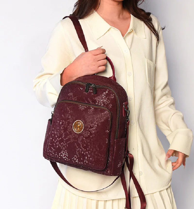 Fashion Trend Soft Leather Multi functional Travel Backpacks Large Capacity