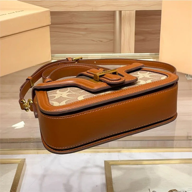 Light luxury niche design contrasting color saddle bag high-end handbag crossbody bag