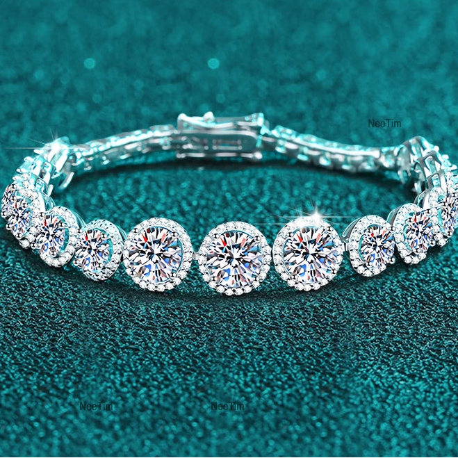Moissanite Tennis Bracelet S925 Sterling Silver White Gold Plating Jewelry