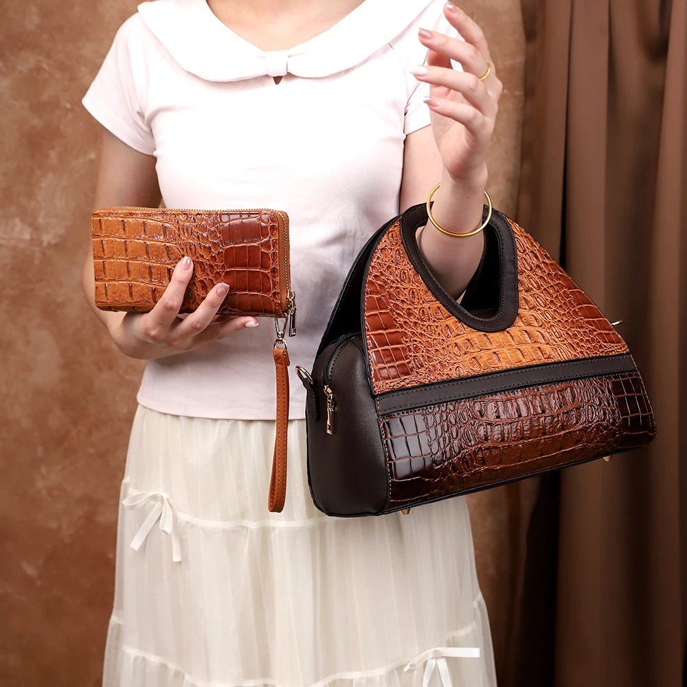Crocodile Pattern Hand-held Versatile Elegant Crossbody Bag