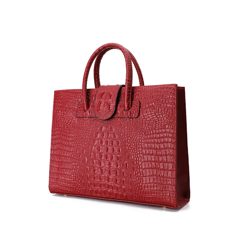 Leather Business Women's Briefcase 14 Inch Laptop Bag Cowhide Portable Handbags