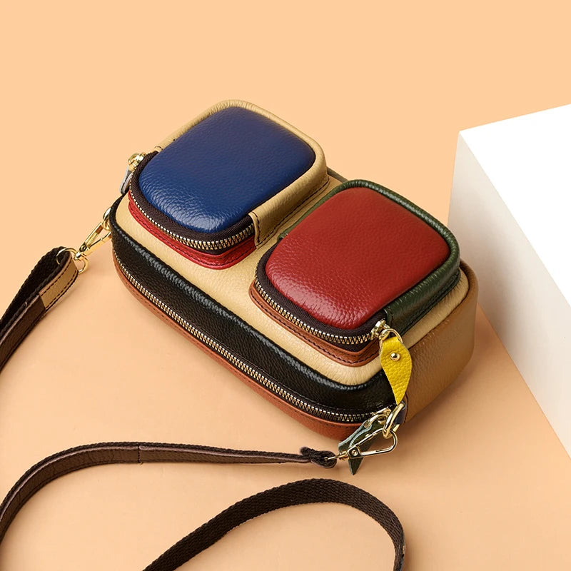 High Quality Thick Genuine Leather Multiple Pockets Messenger Bag