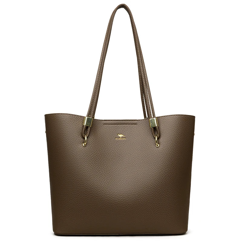 High Quality Brand Solid Color Bag Soft PU Leather Shoulder Bags Large Capacity