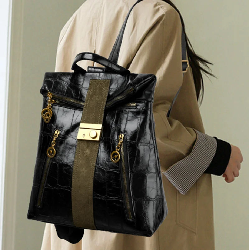 Fashion Luxury High Quality Leather Travel Backpacks Large Capacity Shoulder Bag