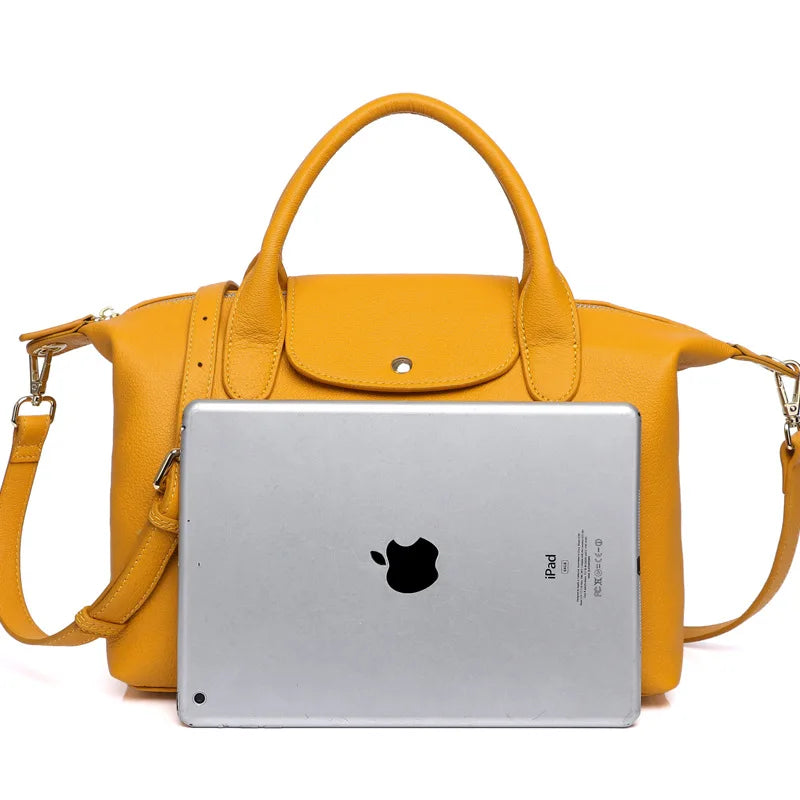 Fashion Women's Boston Bag High Quality Genuine Leather Shoulder Bag Large Capacity