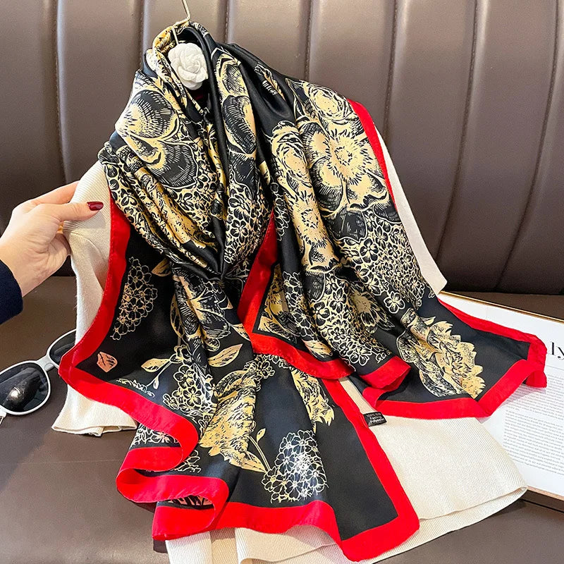 180*90cm Luxury Brand Women Scarf Summer Silk Shawl Lady Wrap Soft Design