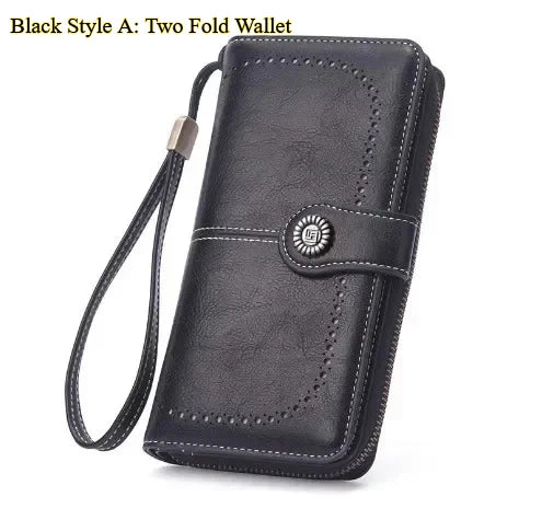High Quality Anti-theft Leather Wallets Long Zipper Clutch
